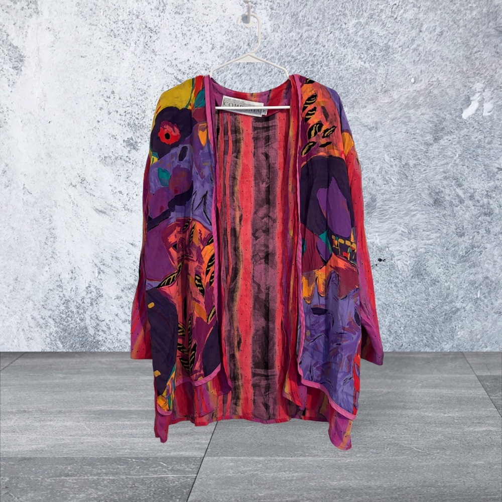 Colorful Vintage Retro Shawl | Boho Festival Wrap Scarf with Vibrant Pattern
